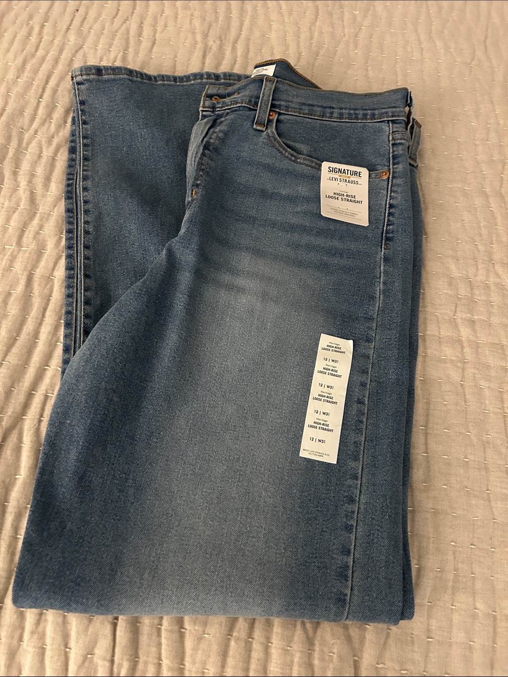 Levi Strauss Gold Women's Heritage High-Rise Loose Straight Jeans Size 12